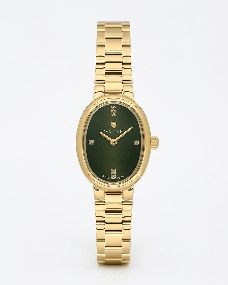 Wainer WA.18130-D Swiss Made Yeşil Kadran Gold Kadın Kol Saati