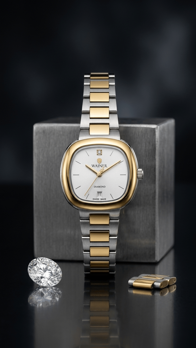 Wainer WA.18100-B Swiss Made Taş Detaylı Kadın Kol Saati