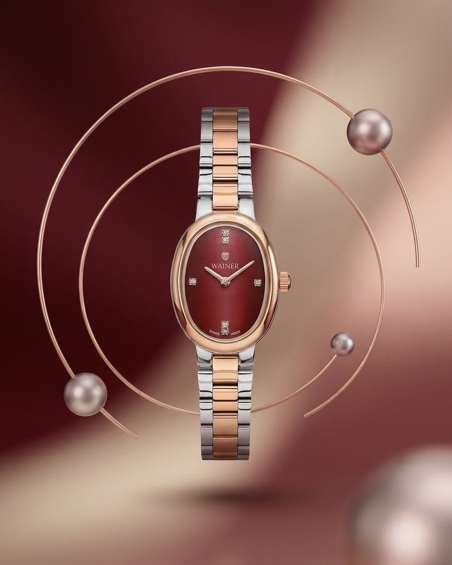 Wainer WA.18130-E Swiss Made Bordo Kadran Kadın Kol Saati