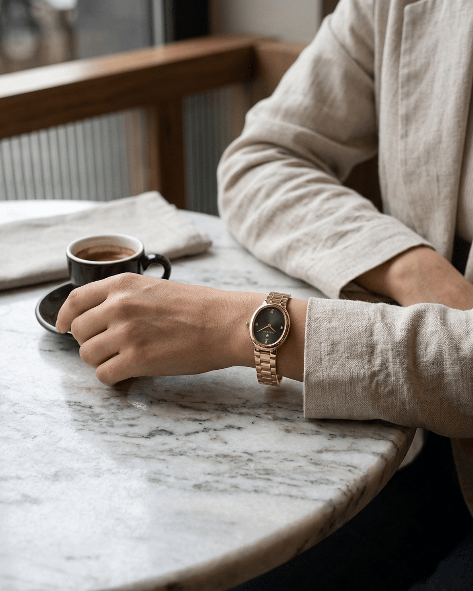 Wainer WA.18130-D Swiss Made Yeşil Kadran Gold Kadın Kol Saati