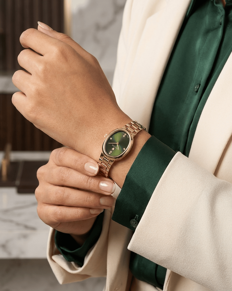 Wainer WA.18130-D Swiss Made Yeşil Kadran Gold Kadın Kol Saati