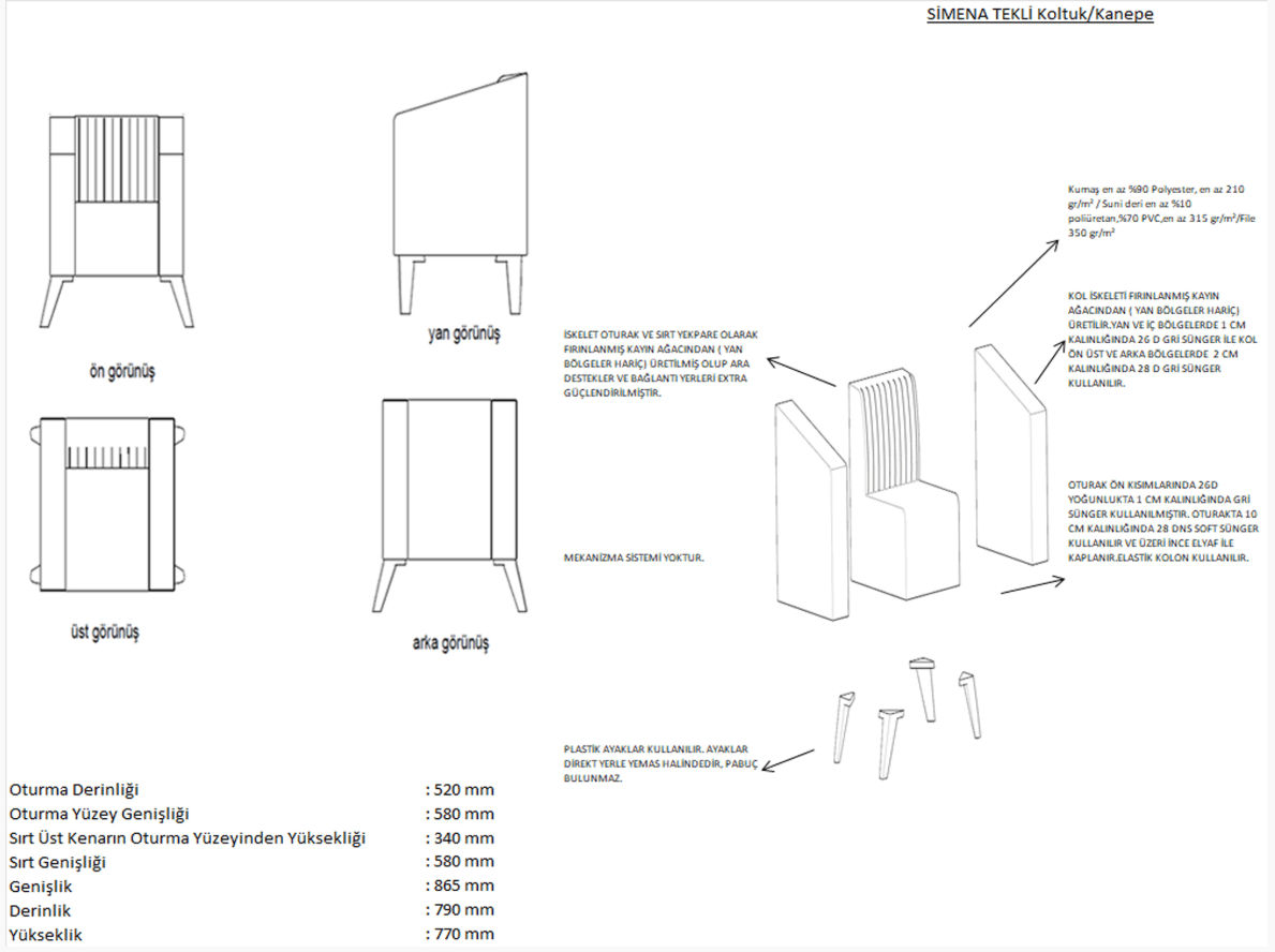 SIMENA TEKLİ KANEPE