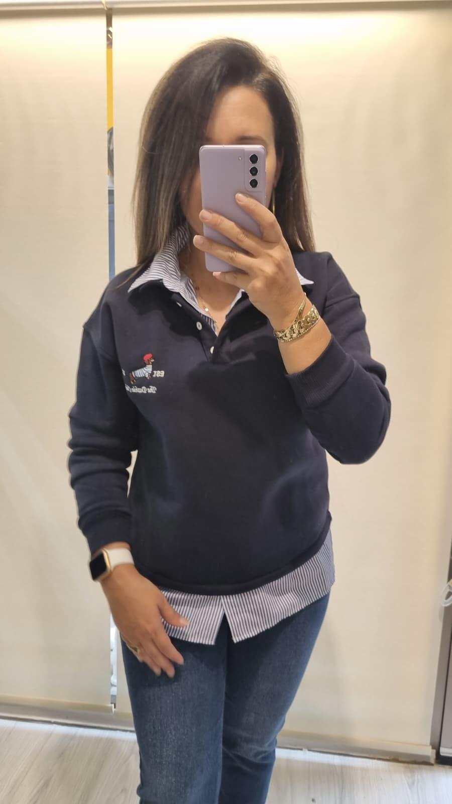  Gömlek Garnili Lacivert Sweatshirt