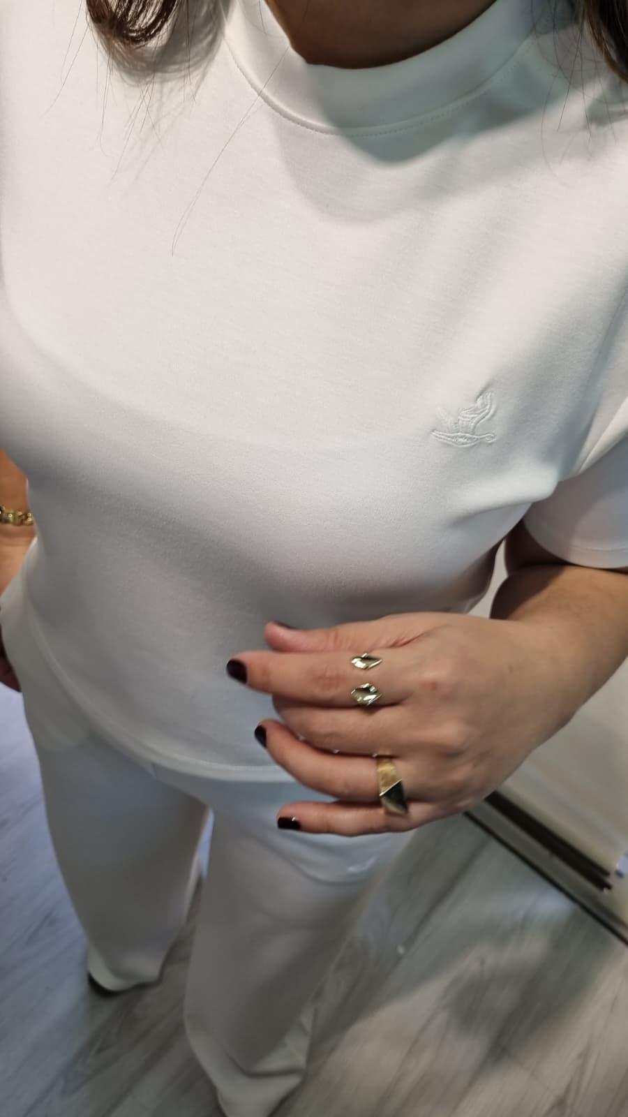 Beyaz Tshirt Pantolon Eşofman Takımı