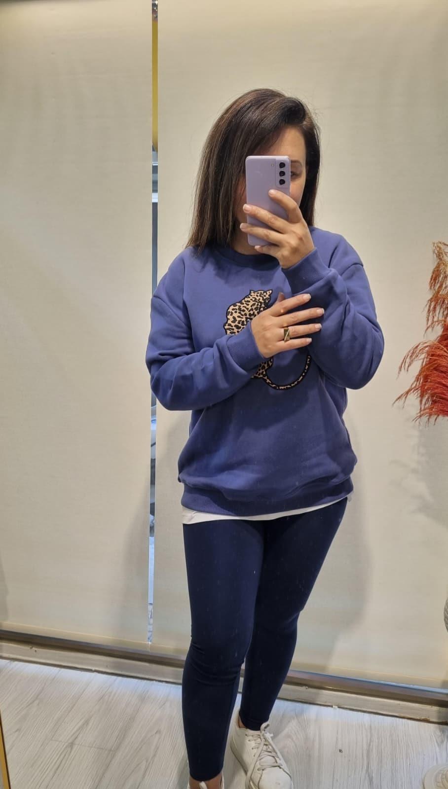 Kaplan Detay Lacivert Sweatshirt