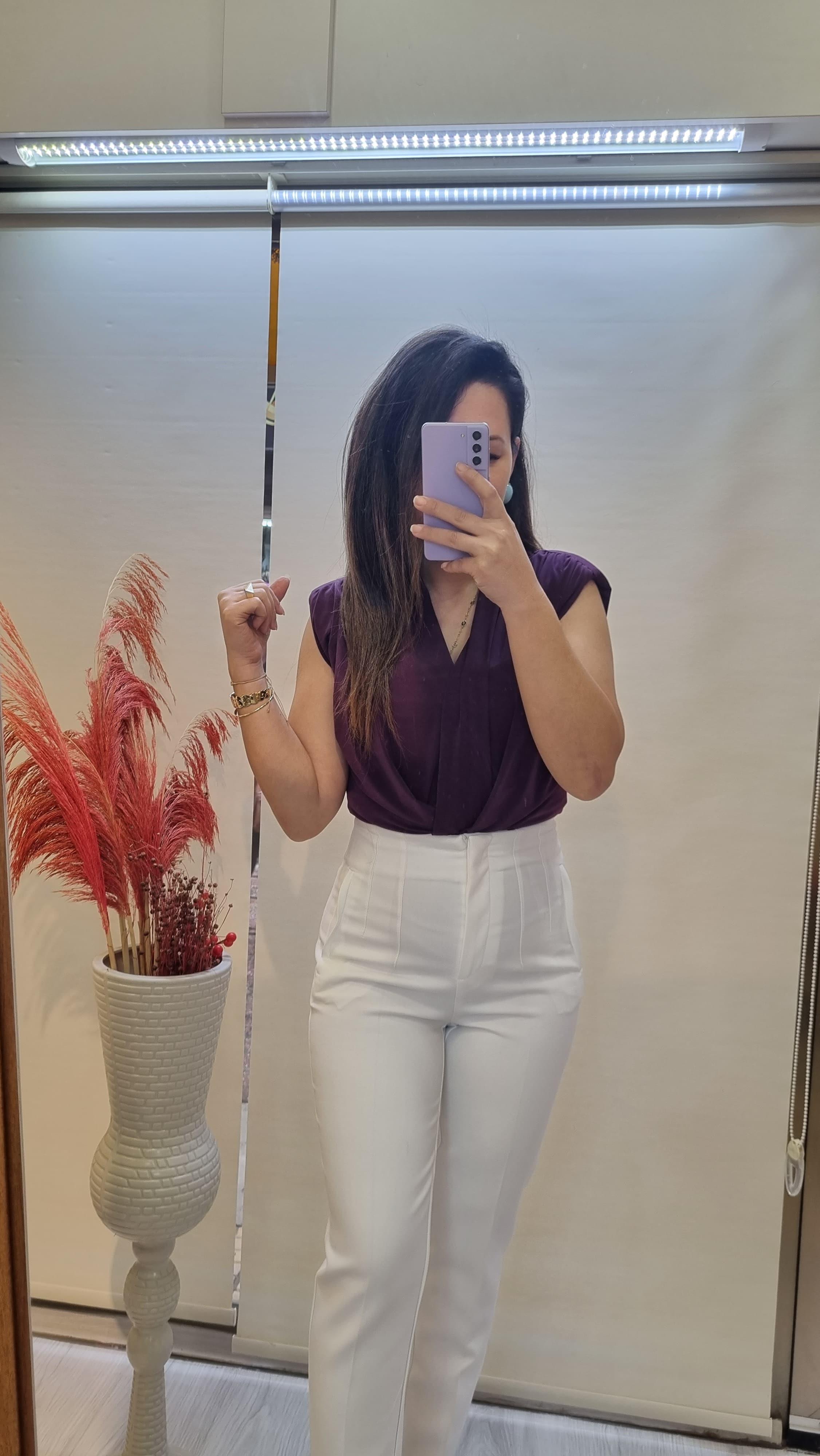 Kruvaze Yaka Çıtçıtlı Mürdüm Body