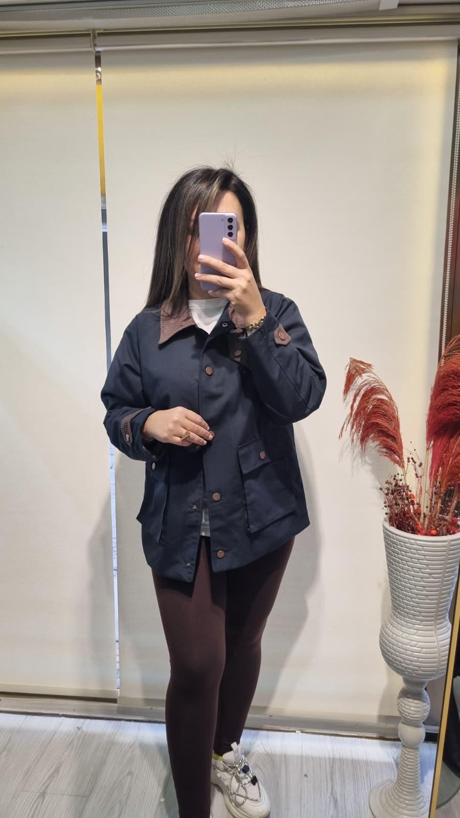 Lacivert Kadife Yaka Gold Düğmeli Ceket
