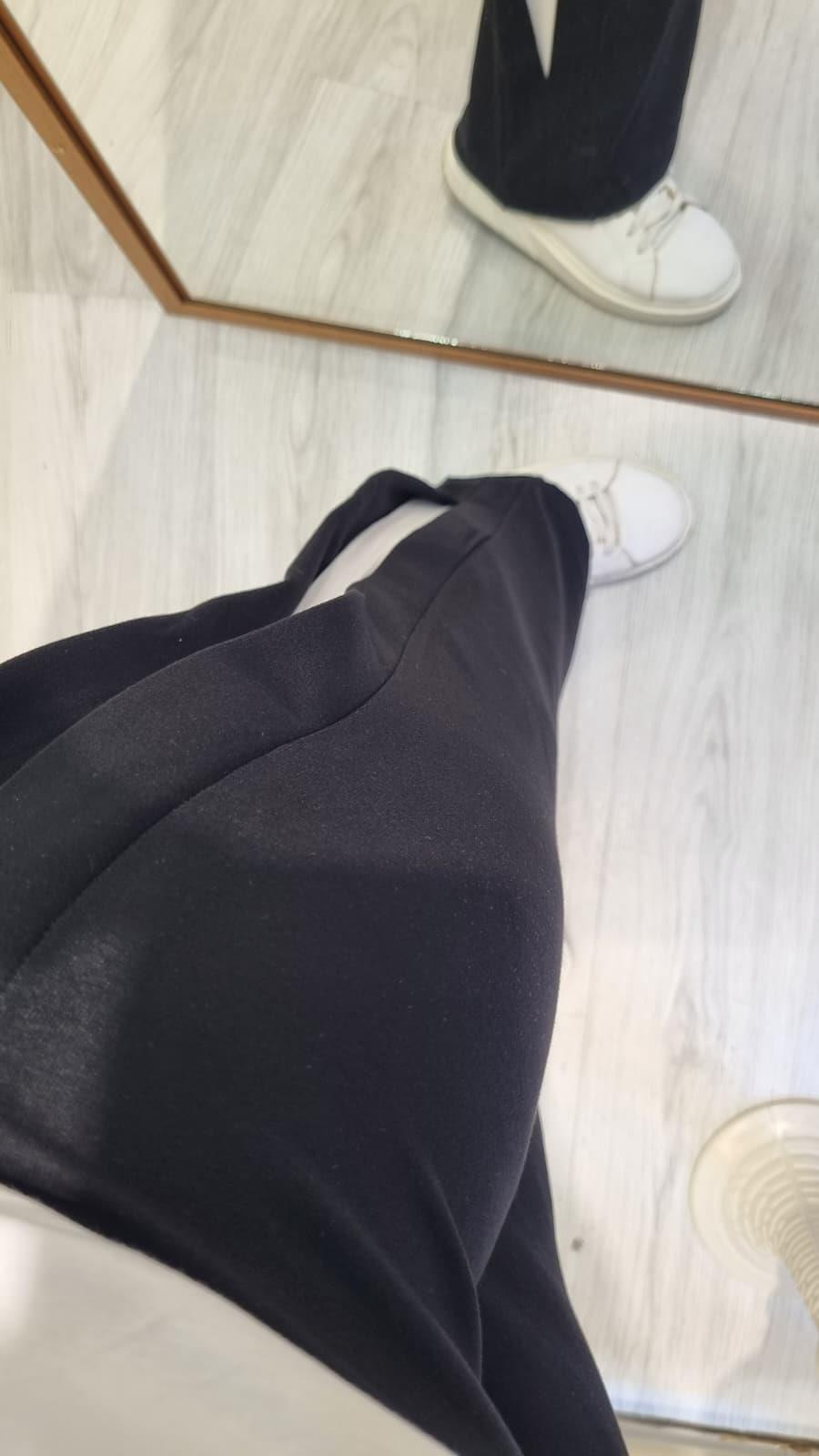 Modal Kumaş Şerit Detay Siyah Pantolon