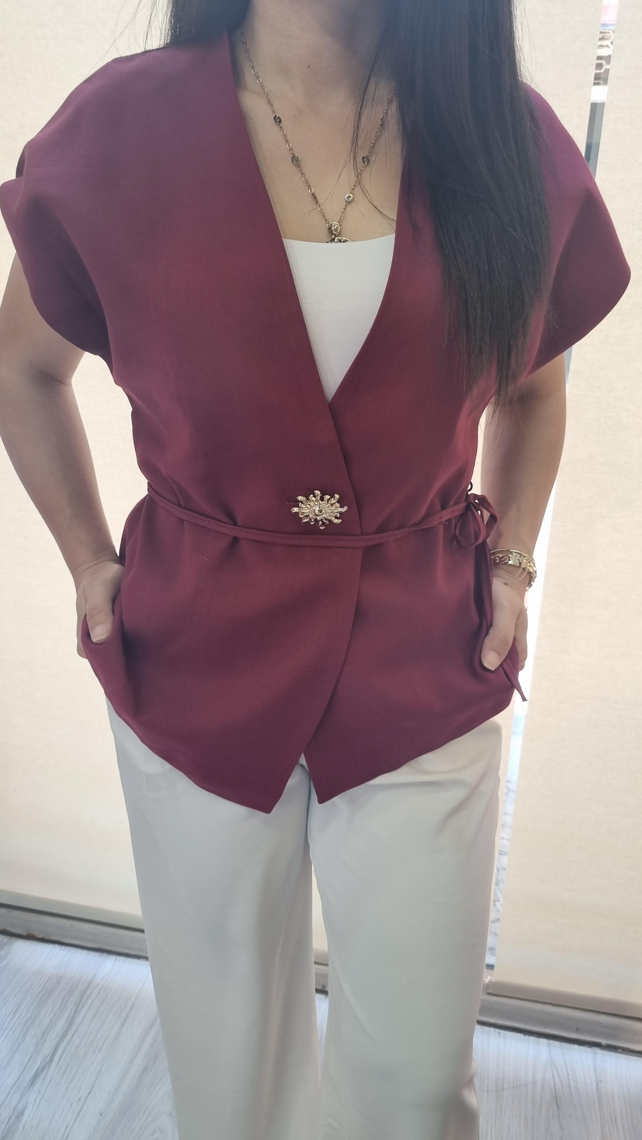 Premium Kalite Bordo Yelek