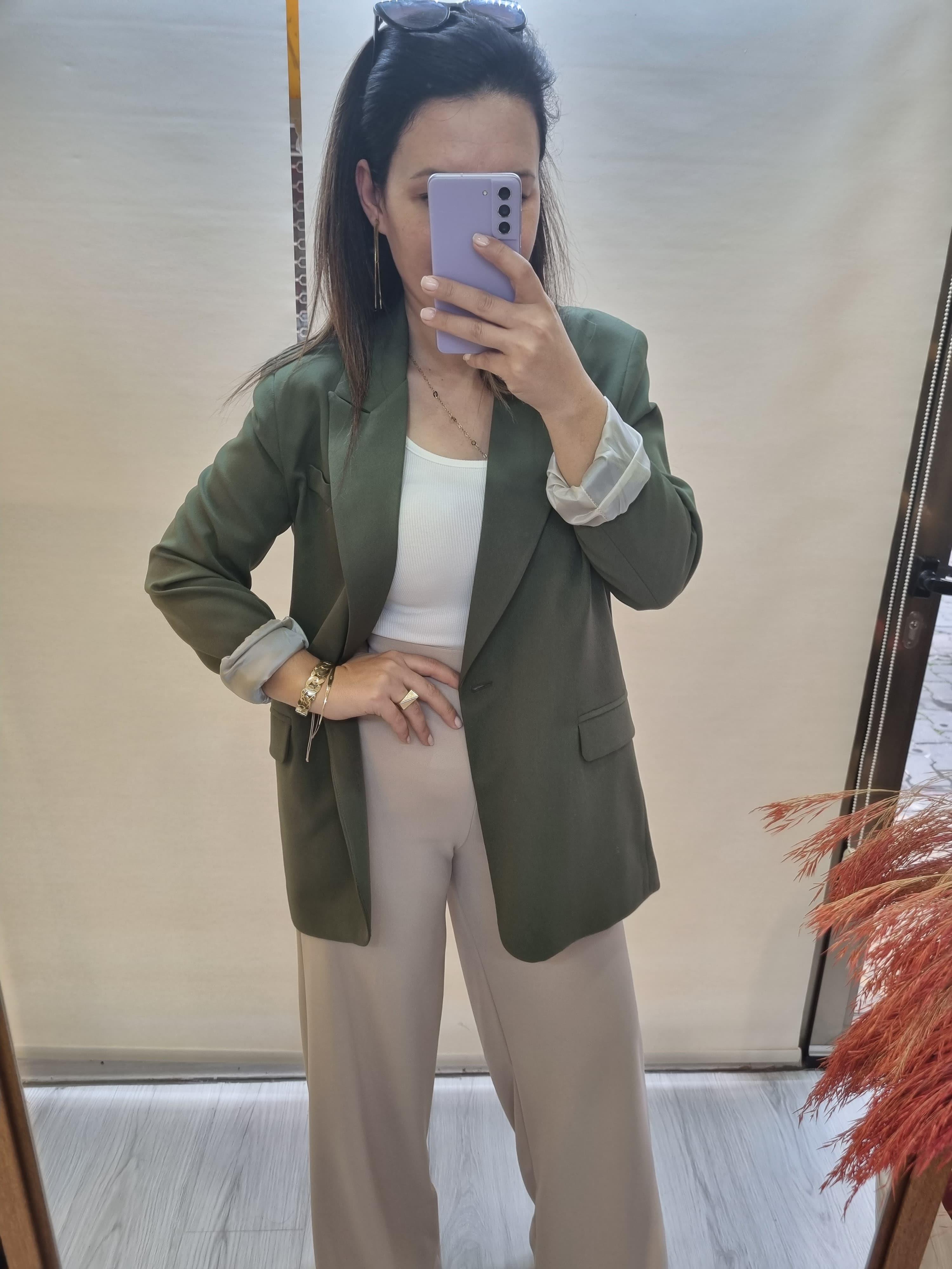 Premium Kalite Haki Blazer Ceket 