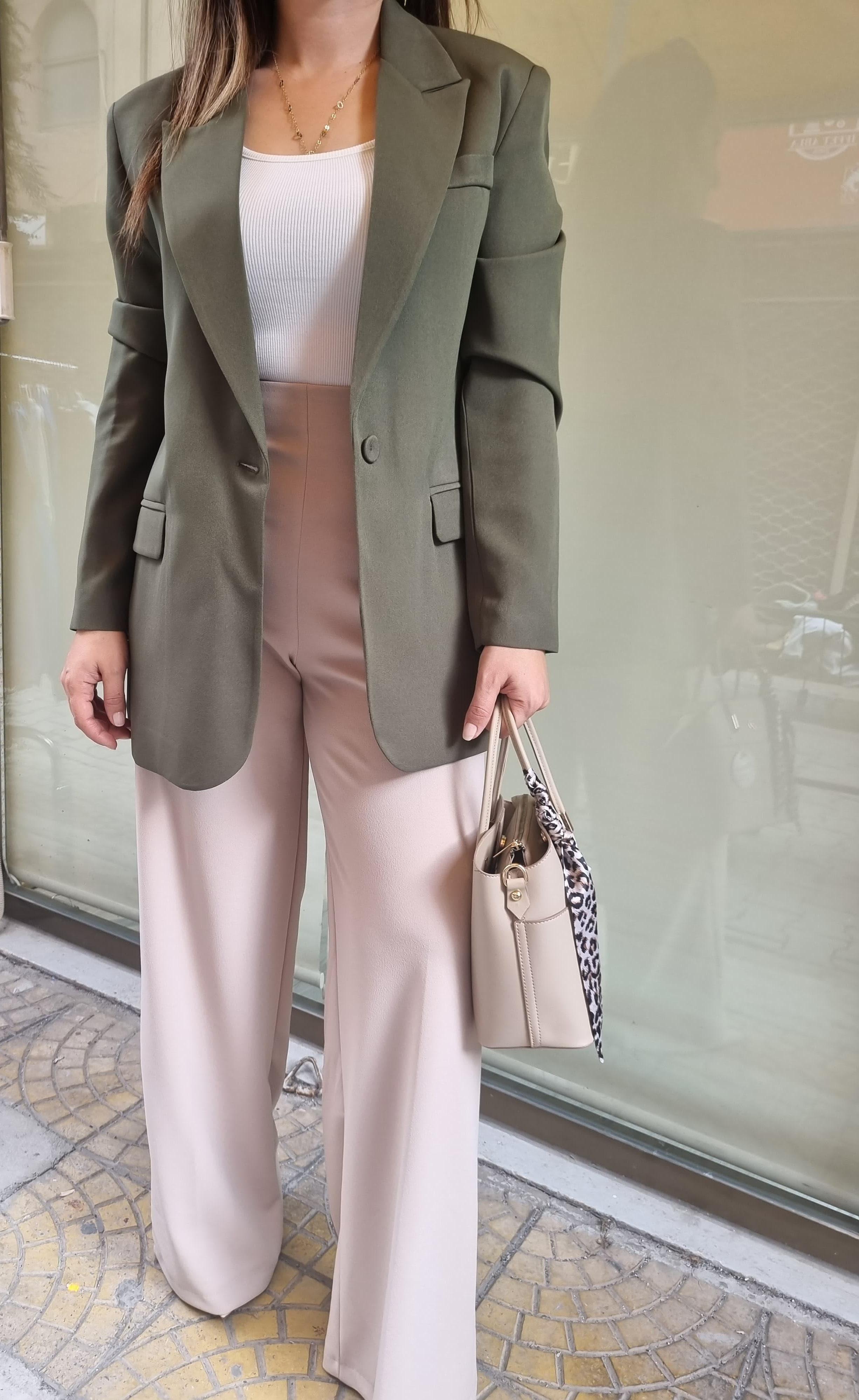 Premium Kalite Haki Blazer Ceket 