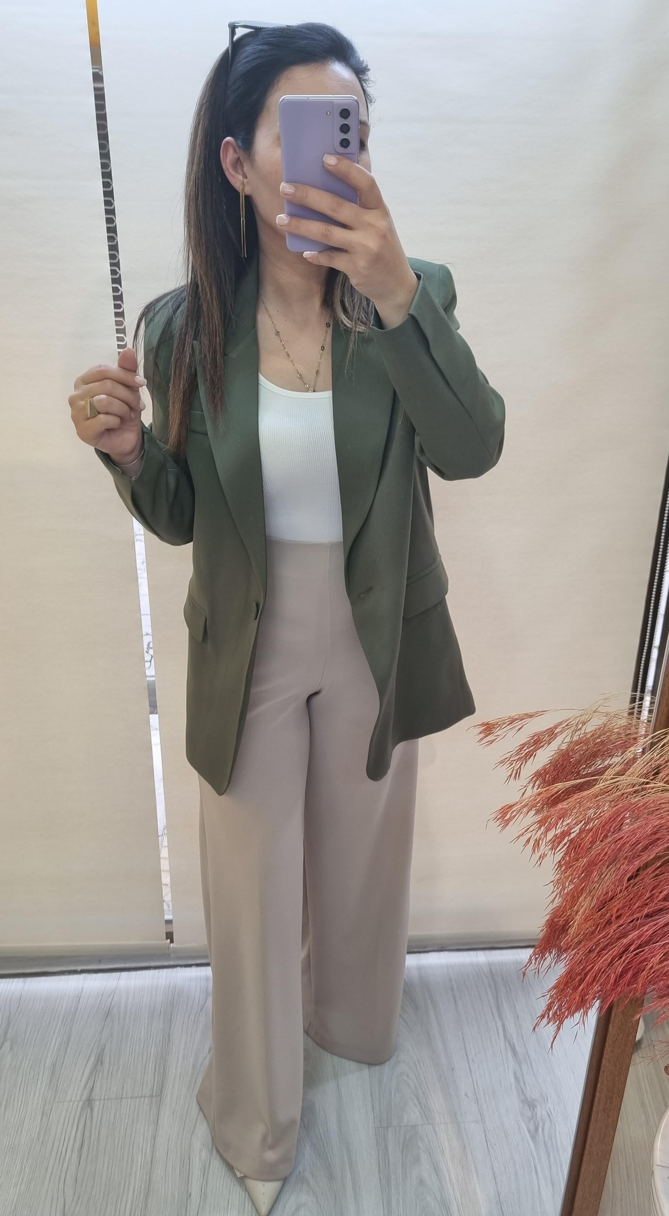 Premium Kalite Haki Blazer Ceket 