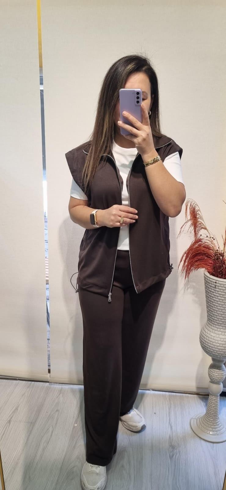 Premium Kalite Paraşüt Kumaş Detaylı Acı Kahve Modal Takım