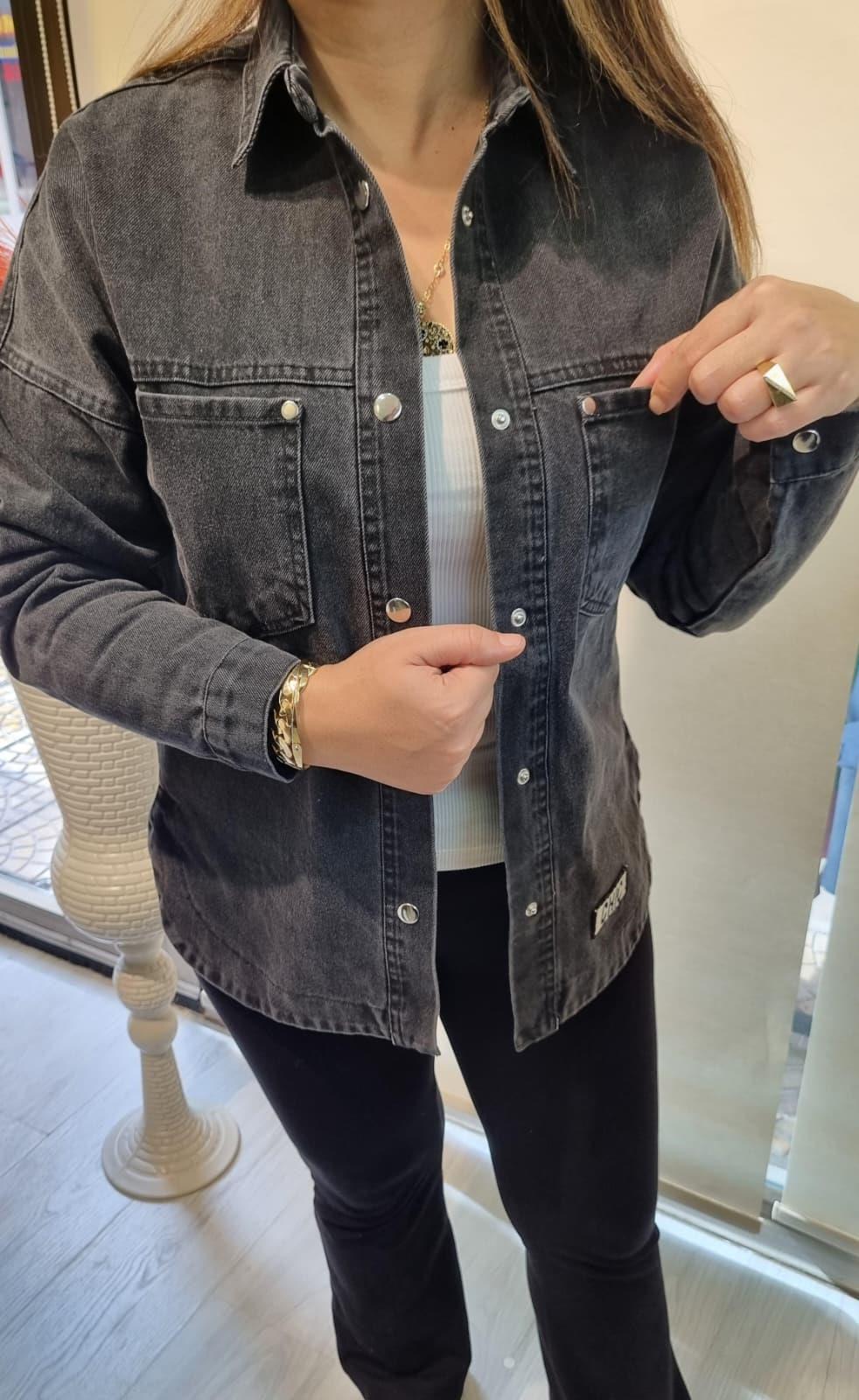 Premium Kalite Taşlanmış Siyah Kot Ceket