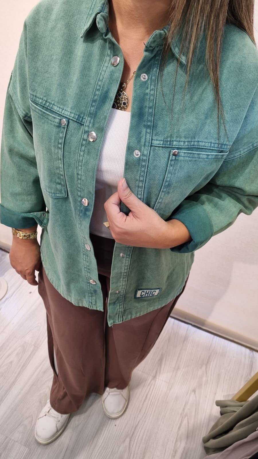 Premium Kalite Yeşil Kot Ceket