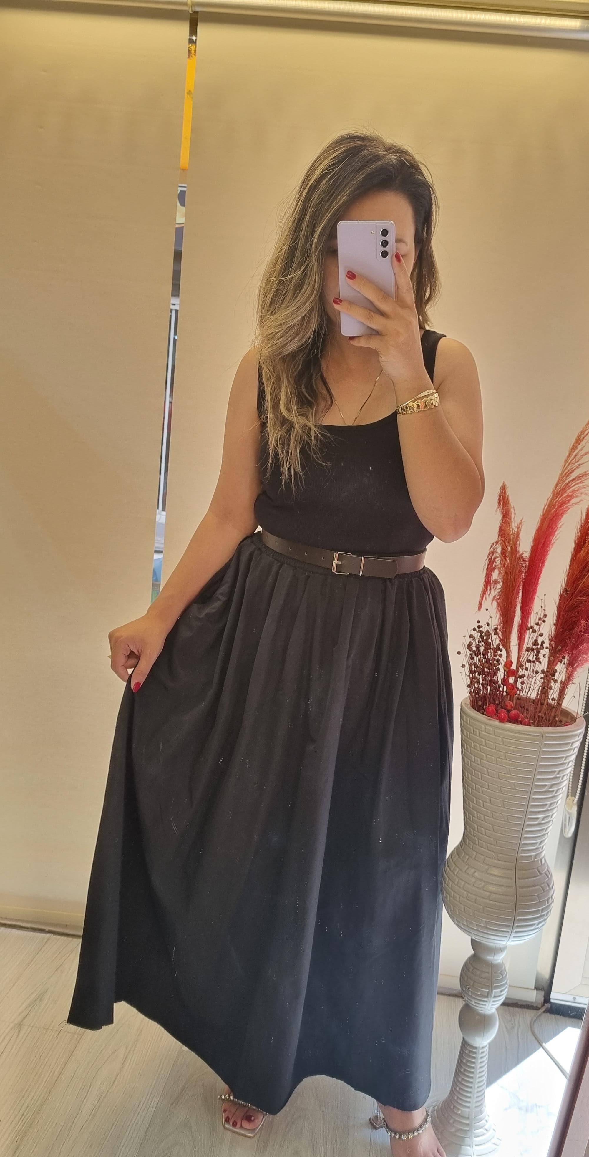 Siyah Poplin Etek 