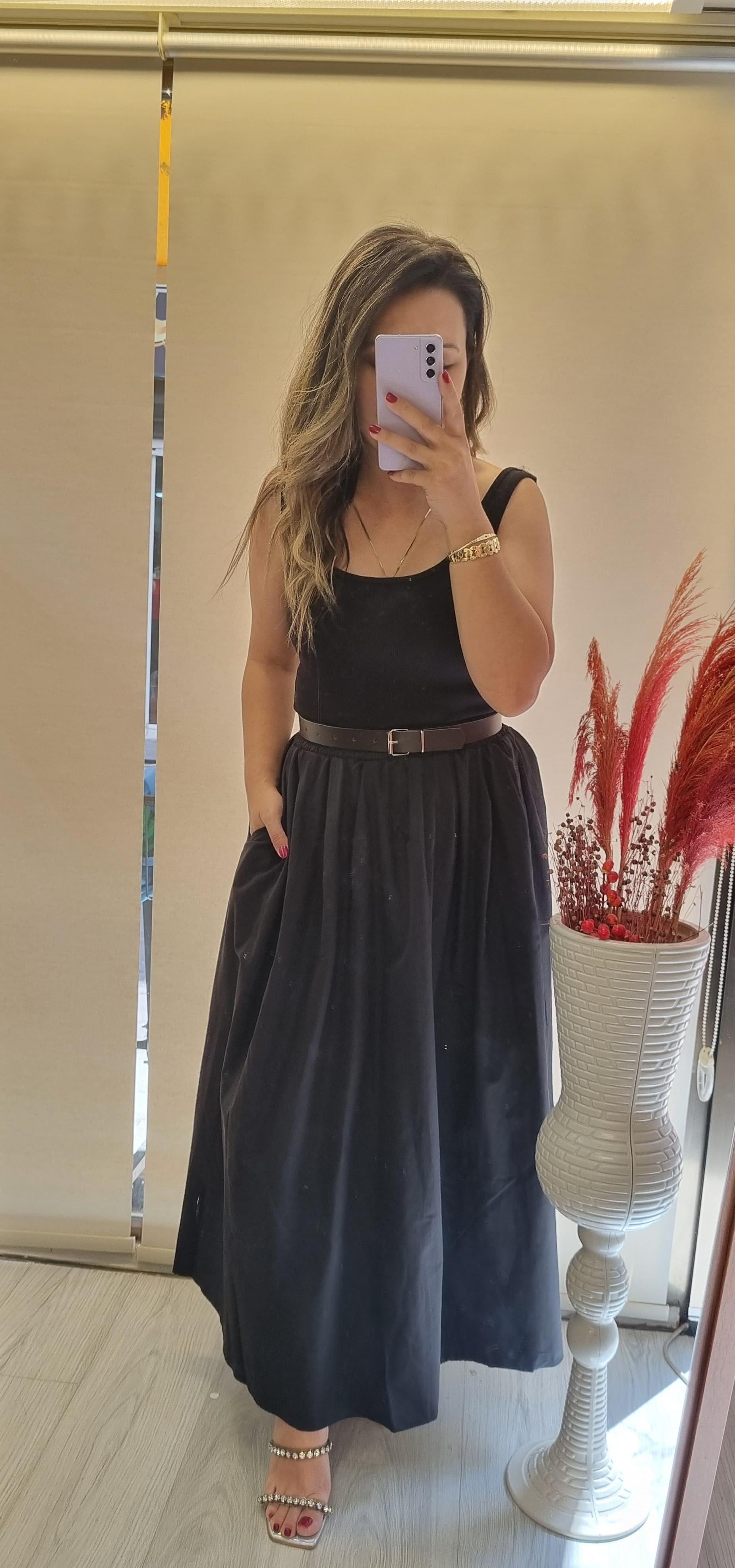 Siyah Poplin Etek 