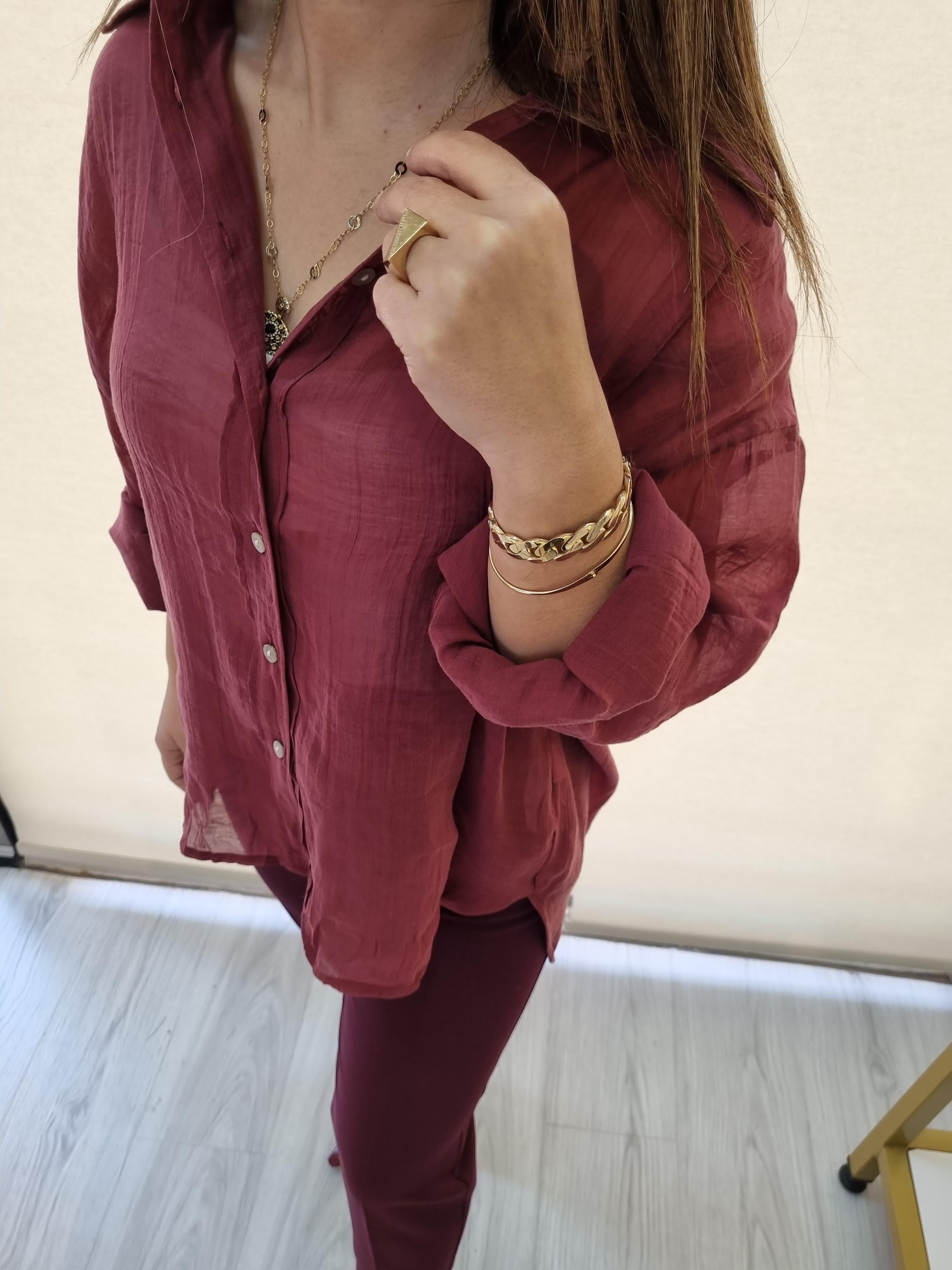 Tensel Bordo Gömlek