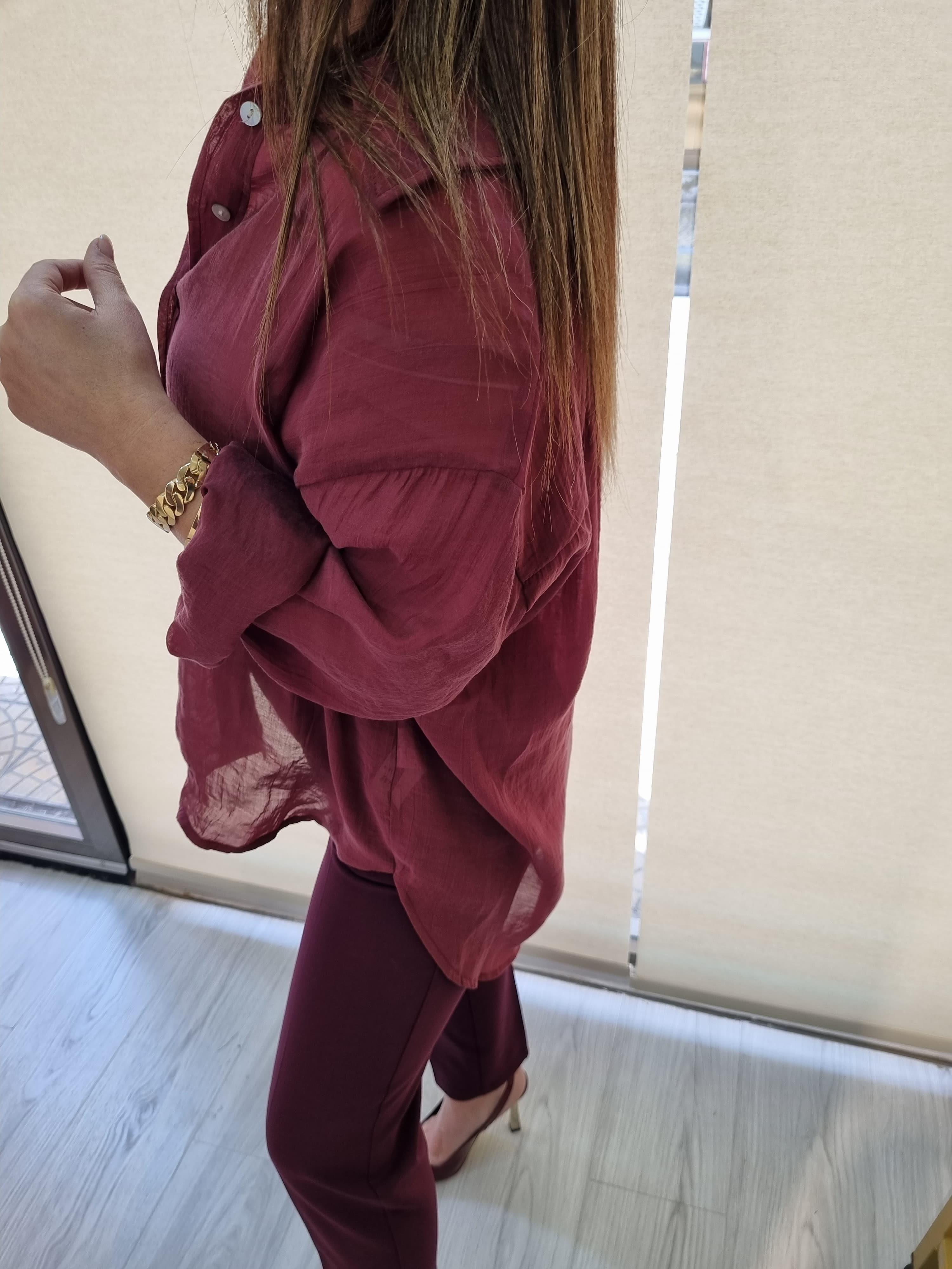 Tensel Bordo Gömlek