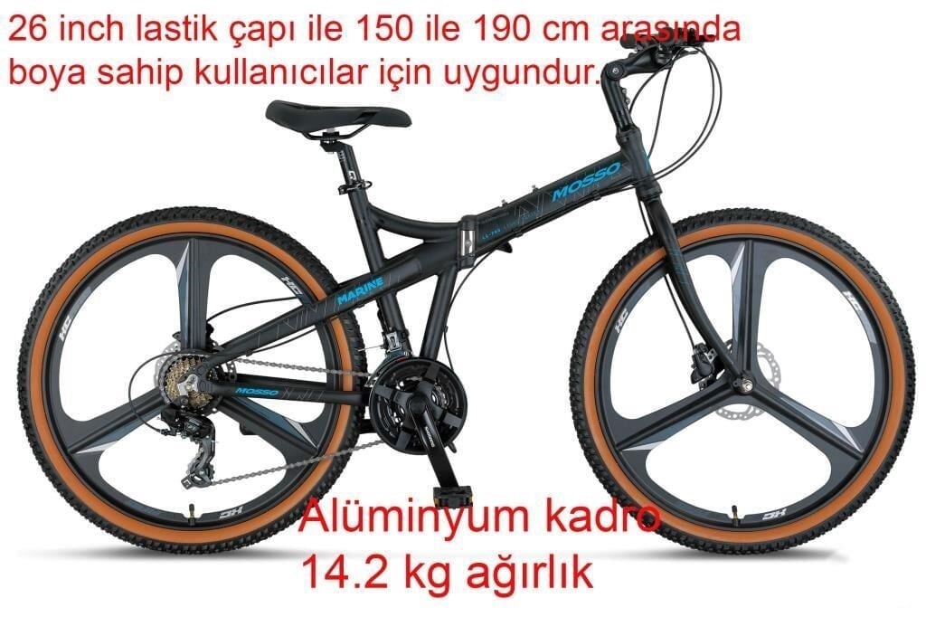Mosso 26 Marine ACR H 21 Vites, 26 Jant Hidrolik Fren Katlanır Bisiklet