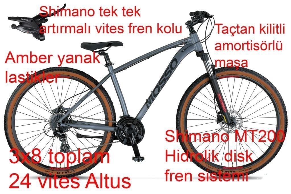 Mosso Raceline 29 H 18 Kadro Hidrolik Fren 24 Vites Dağ Bisikleti (175 cm üstü boy)