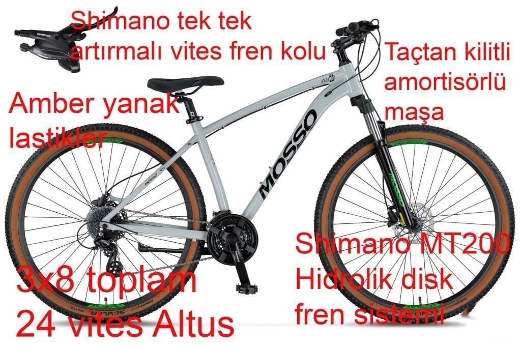 Mosso Raceline 29 H 18 Kadro Hidrolik Fren 24 Vites Dağ Bisikleti (175 cm üstü boy)