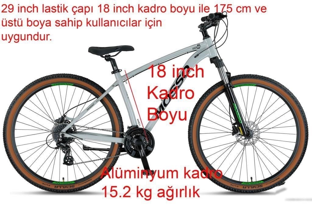 Mosso Raceline 29 H 18 Kadro Hidrolik Fren 24 Vites Dağ Bisikleti (175 cm üstü boy)