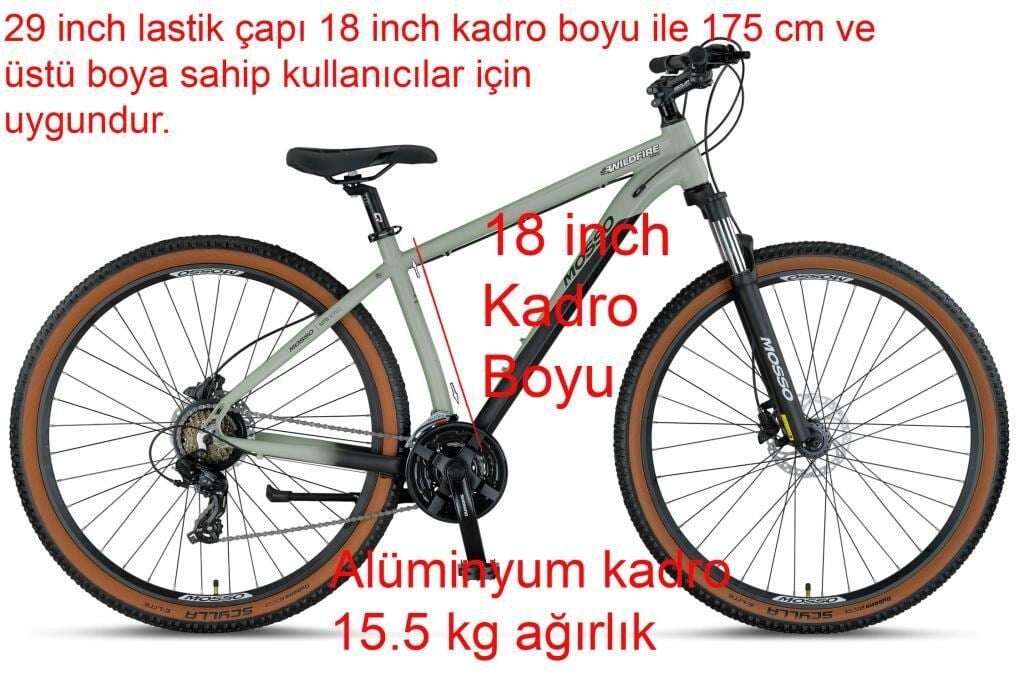 Mosso Wildfire 29 LTD H 18 Kadro Hidrolik Disk Fren Dağ Bisikleti (175 cm üstü boy)