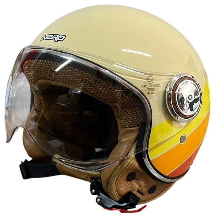 NERO KASK ÇENESİZ KREM - SARI - TURUNCU TK-06 (L)