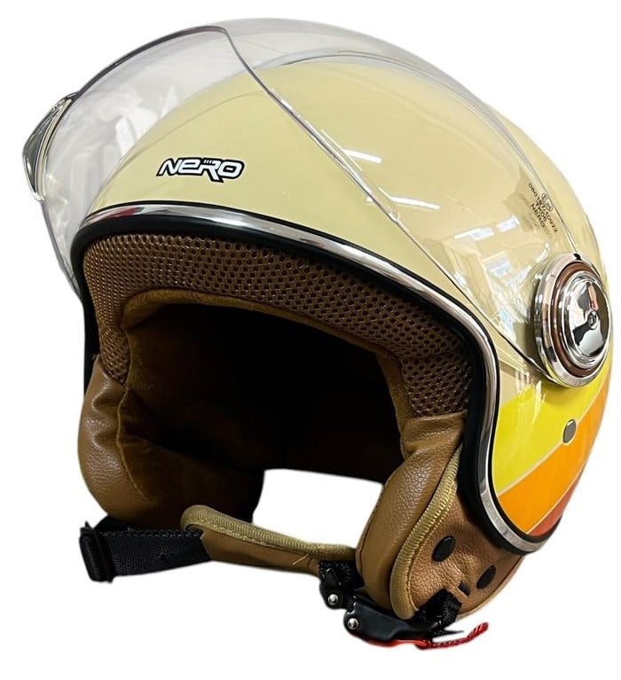 NERO KASK ÇENESİZ KREM - SARI - TURUNCU TK-06 (XL)