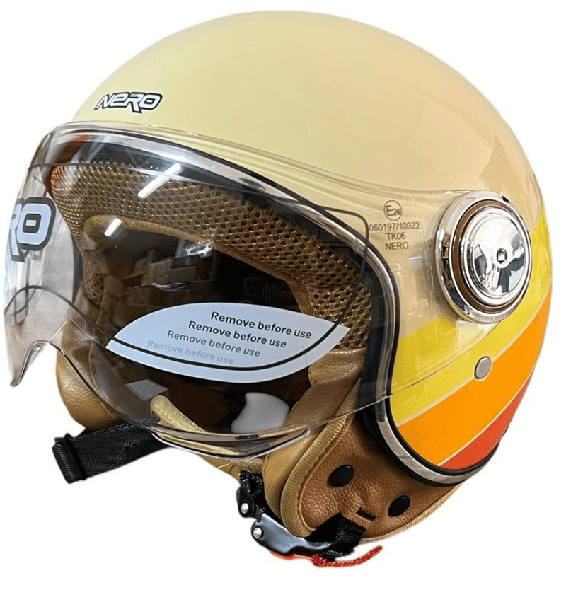 NERO KASK ÇENESİZ KREM - SARI - TURUNCU TK-06 (M)