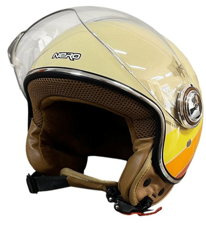 NERO KASK ÇENESİZ KREM - SARI - TURUNCU TK-06 (L)