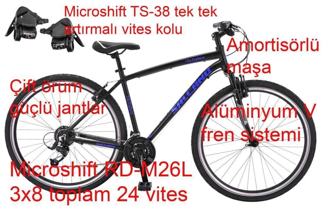 Salcano City Explorer V 24 Vites Şehir Bisikleti (170 Cm Üstü Boy)