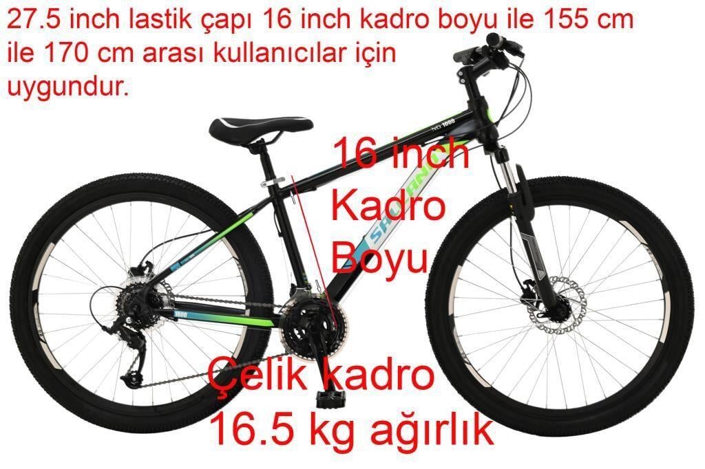 Salcano NG1000 27.5 HD16 Hidrolik Disk Fren 24 Vitesli Dağ Bisikleti (155 ile 170 cm arası boy) Siyah Yeşil Mavi