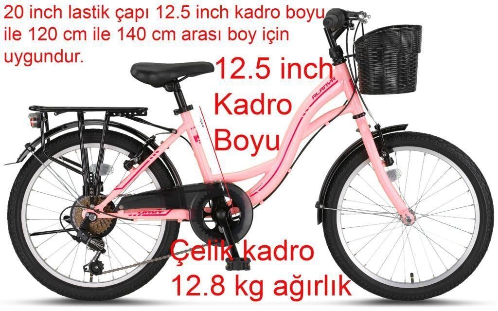 ÜMİT 2027 ALANYA 20 Jant Kız Çocuk Bisikleti (120/140 cm Boy) AÇIK PEMBE