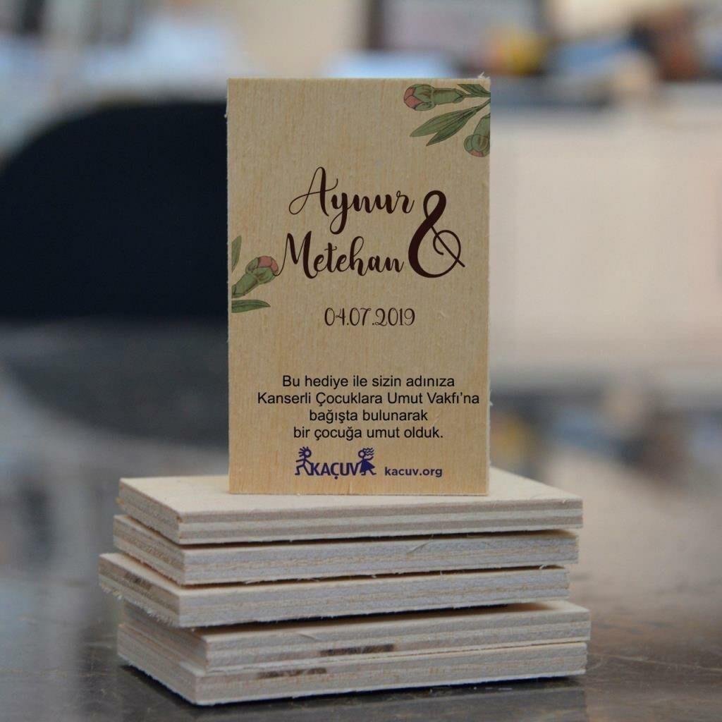 Ahşap Magnet - Mor Çiçekler