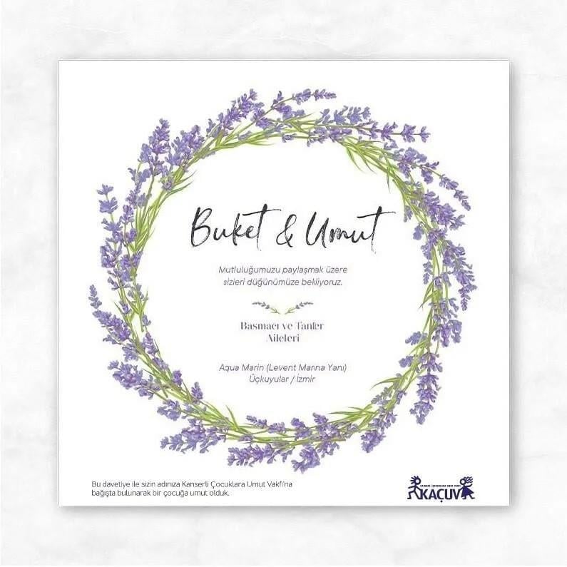 Davetiye - Lavanta   (Zarf Hediyeli)