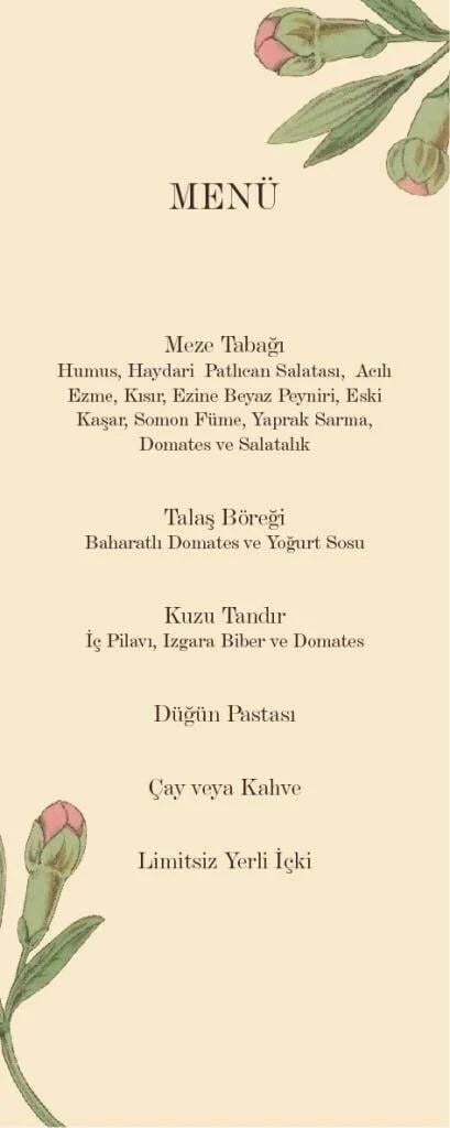 Menü Kartı - Mor Çiçekler