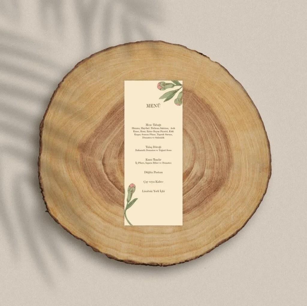 Menü Kartı - Mor Çiçekler