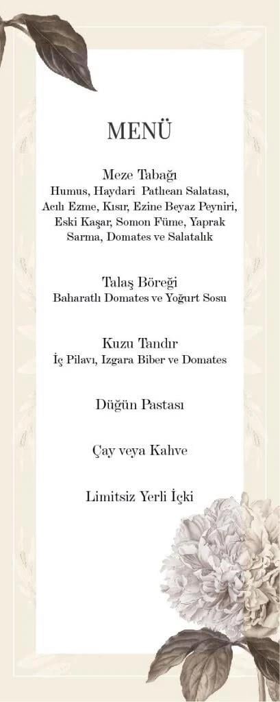 Menü Kartı - Ortanca