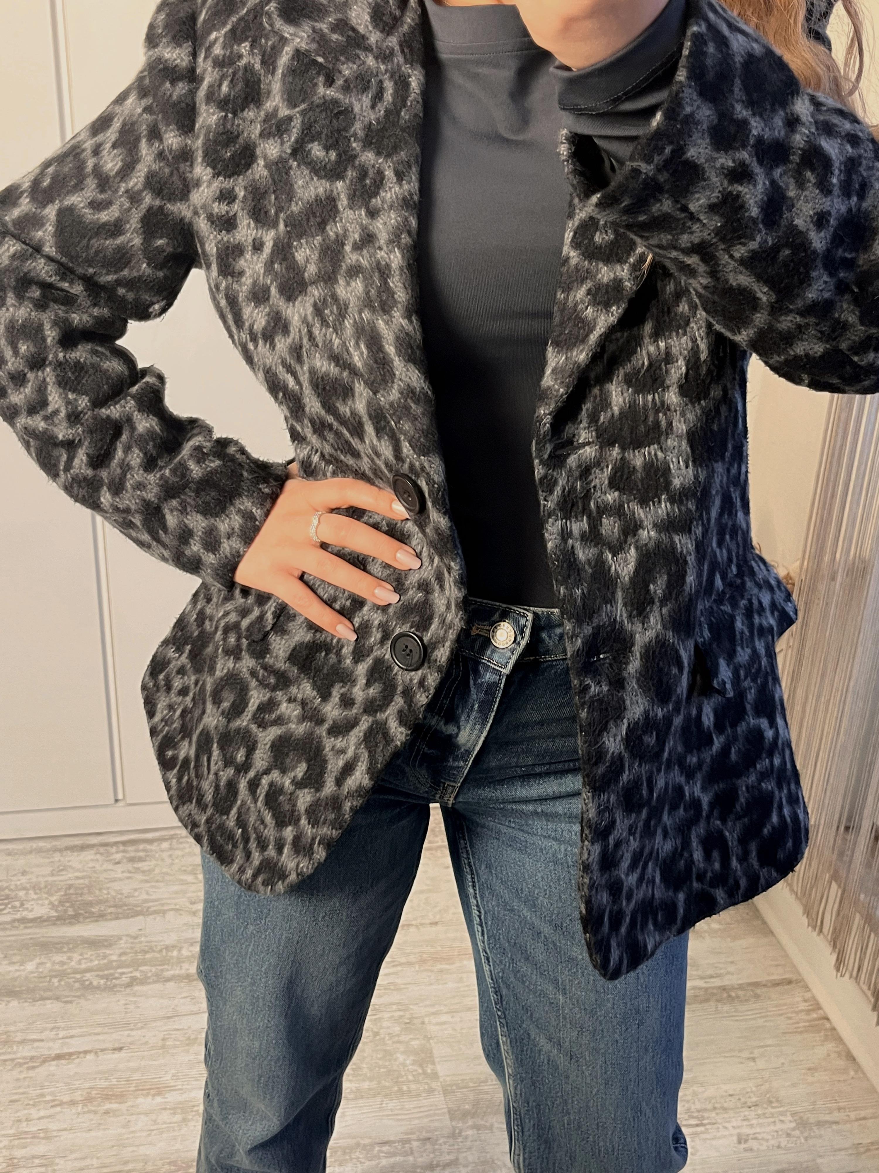 LEOPAR DESEN KAŞE BLAZER CEKET