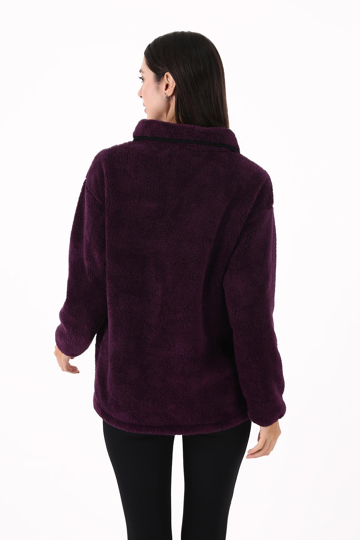 Scorp Cheer Casual Kadın Peluş Sweatshirt Mor