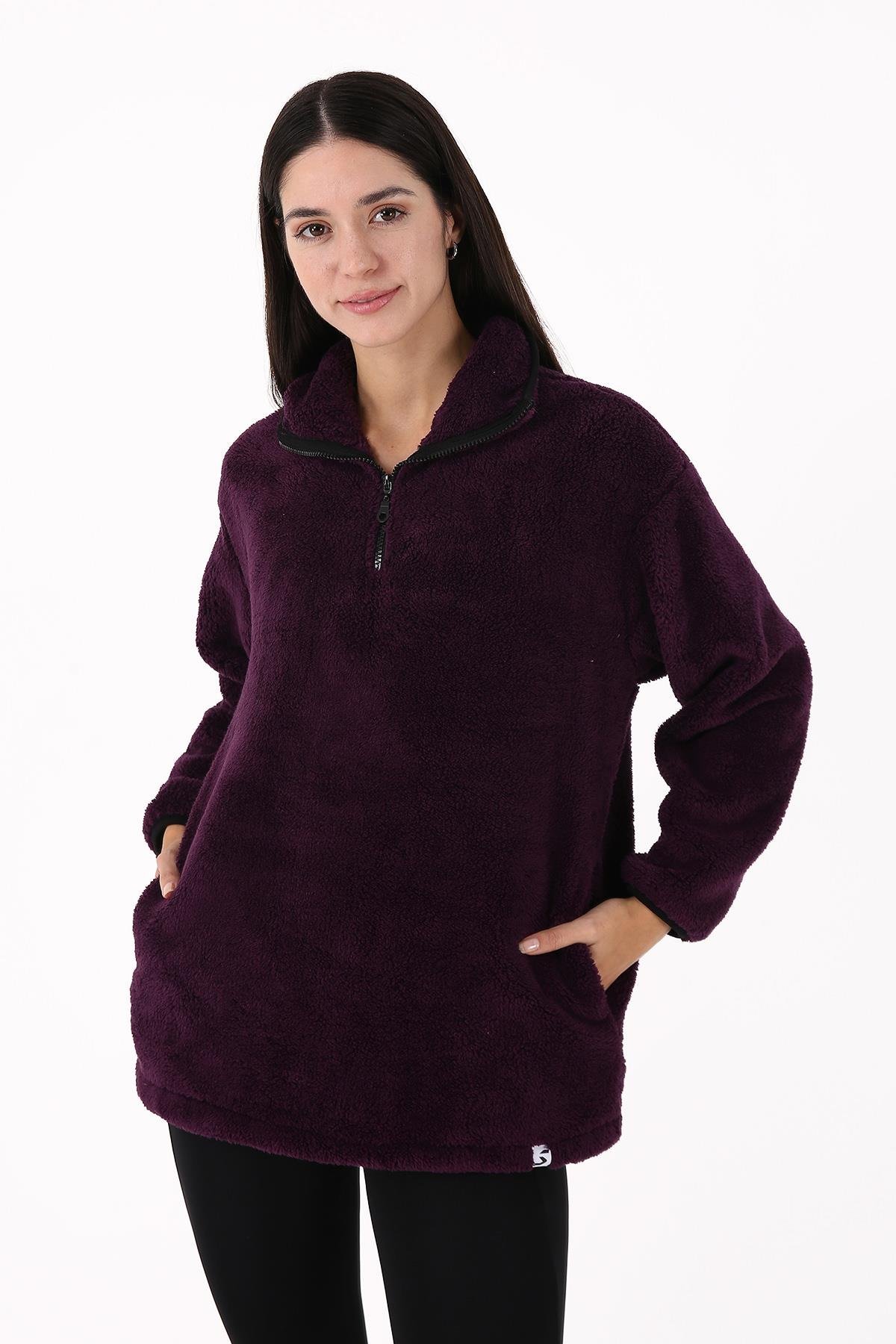 Scorp Cheer Casual Kadın Peluş Sweatshirt Mor
