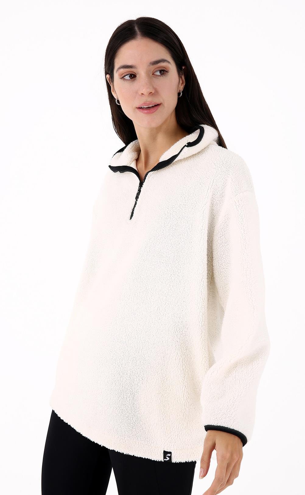 Scorp Cheer Casual Kadın Peluş Sweatshirt Ekru