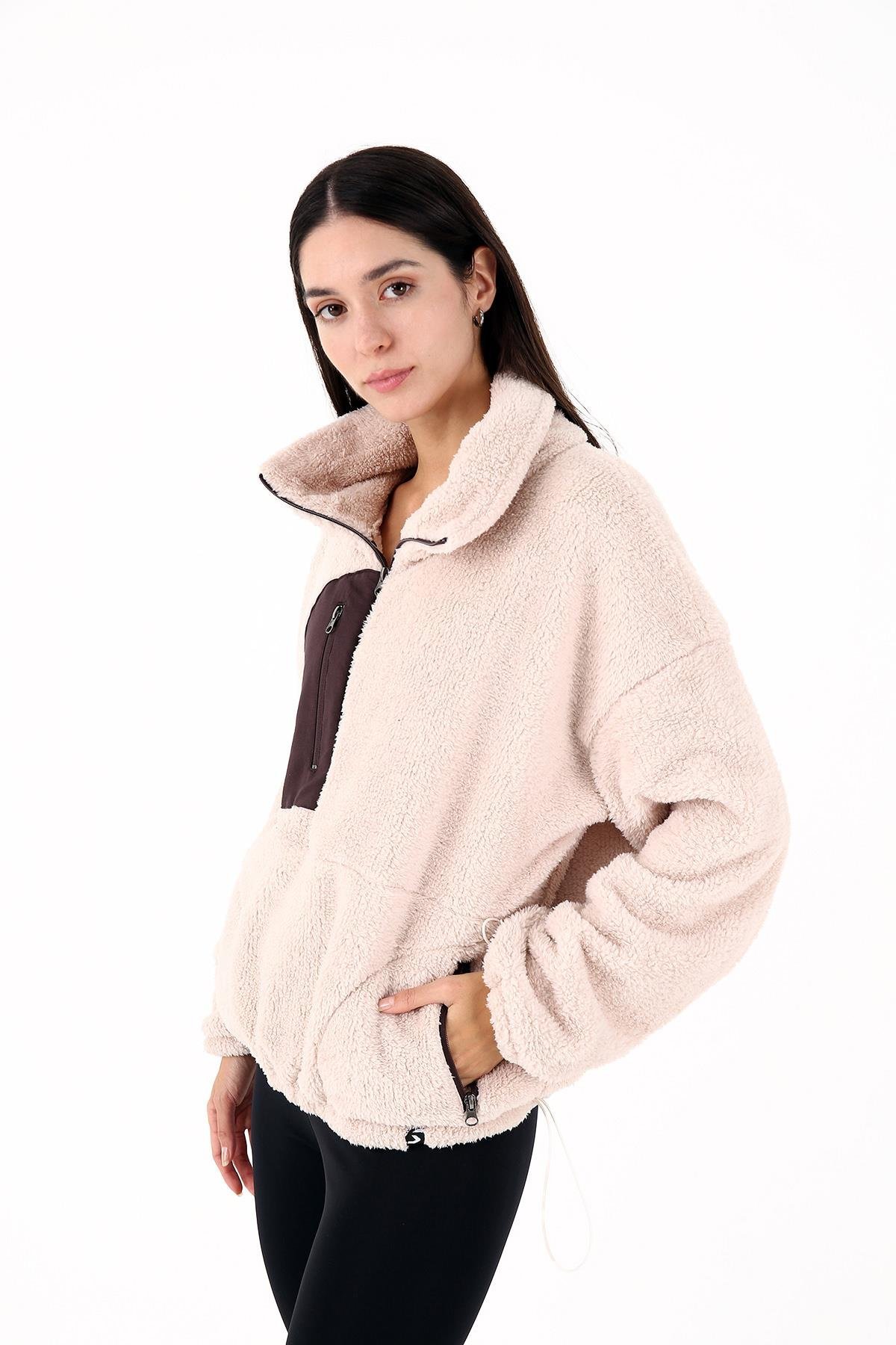 Scorp Fever Kadın Peluş Sweatshirt Bej