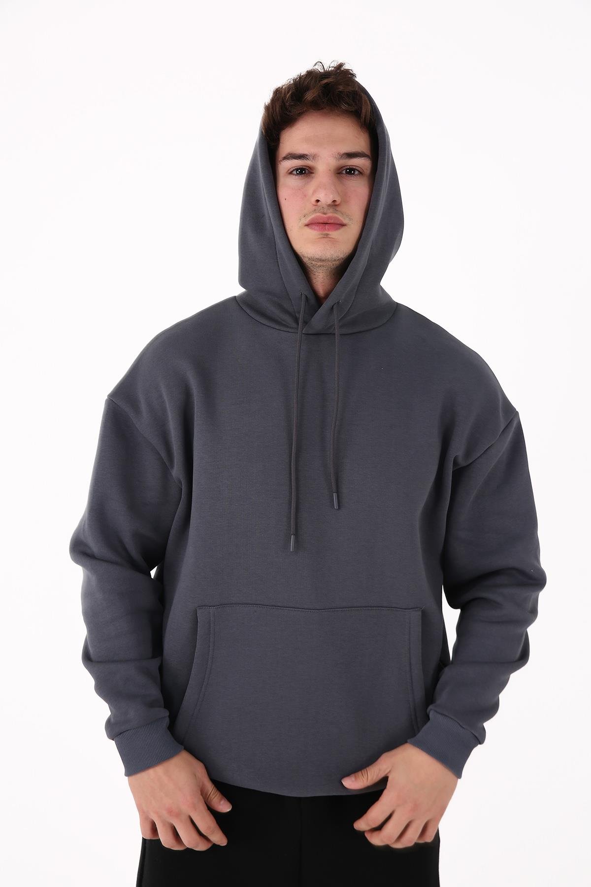 Scorp Origin Erkek Kapüşonlu Sweatshirt Cepli Hoodie Antrasit