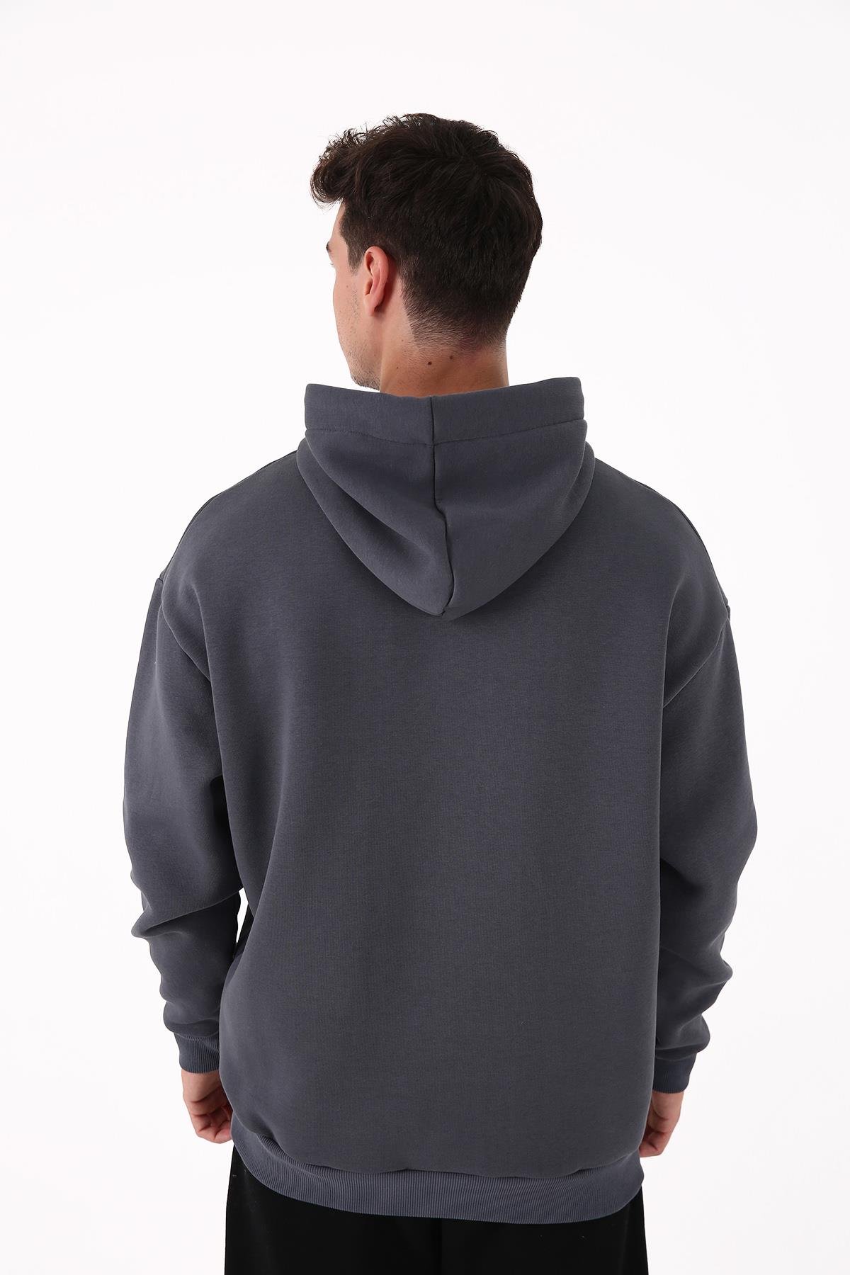 Scorp Origin Erkek Kapüşonlu Sweatshirt Cepli Hoodie Antrasit