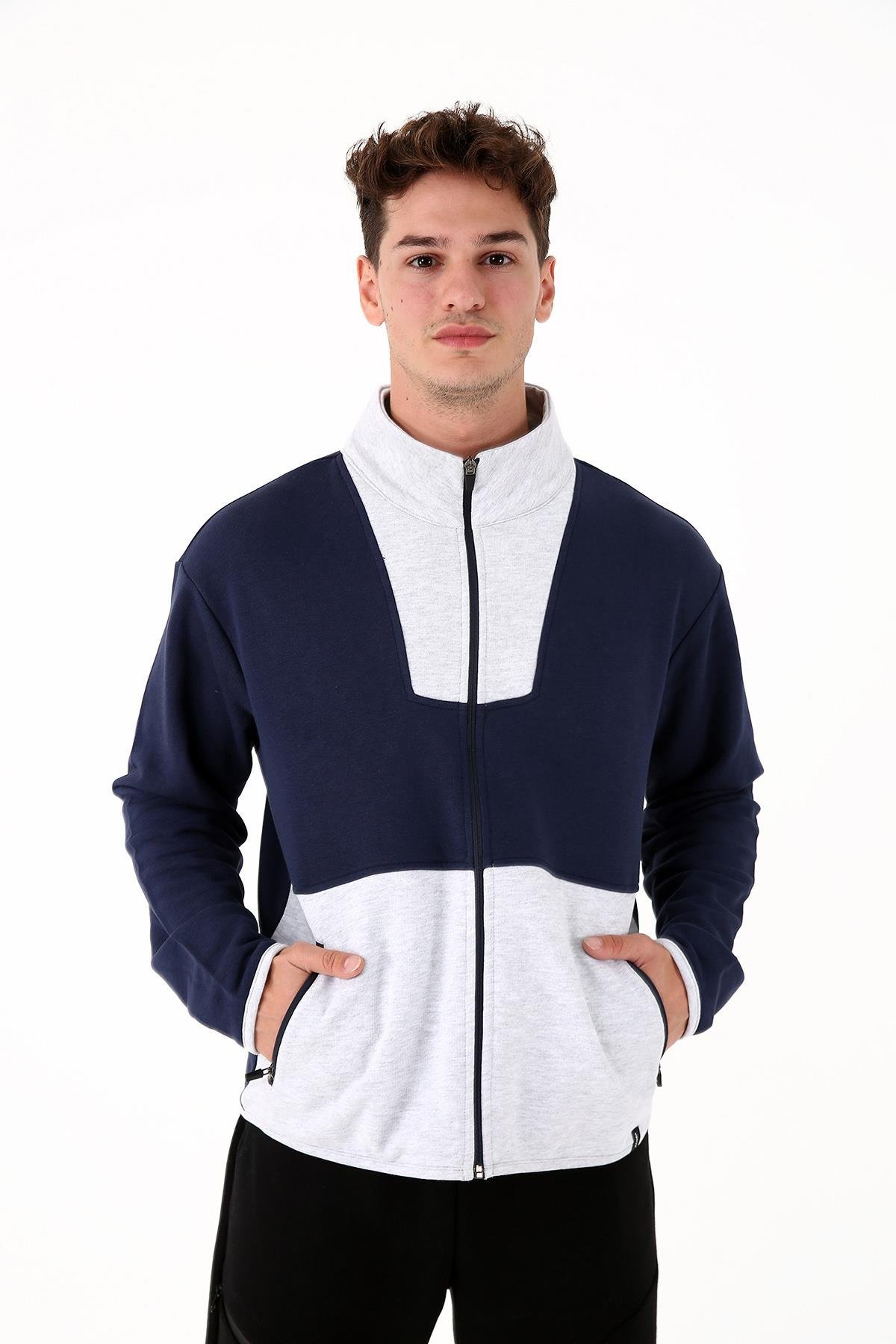 Scorp Spark Erkek Fermuarlı Spor Sweatshirt Lacivert