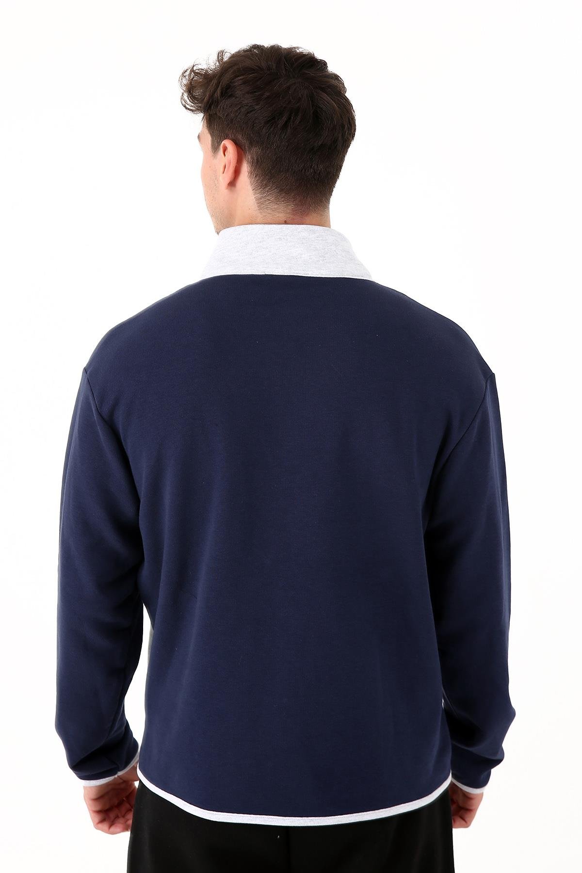 Scorp Spark Erkek Fermuarlı Spor Sweatshirt Lacivert