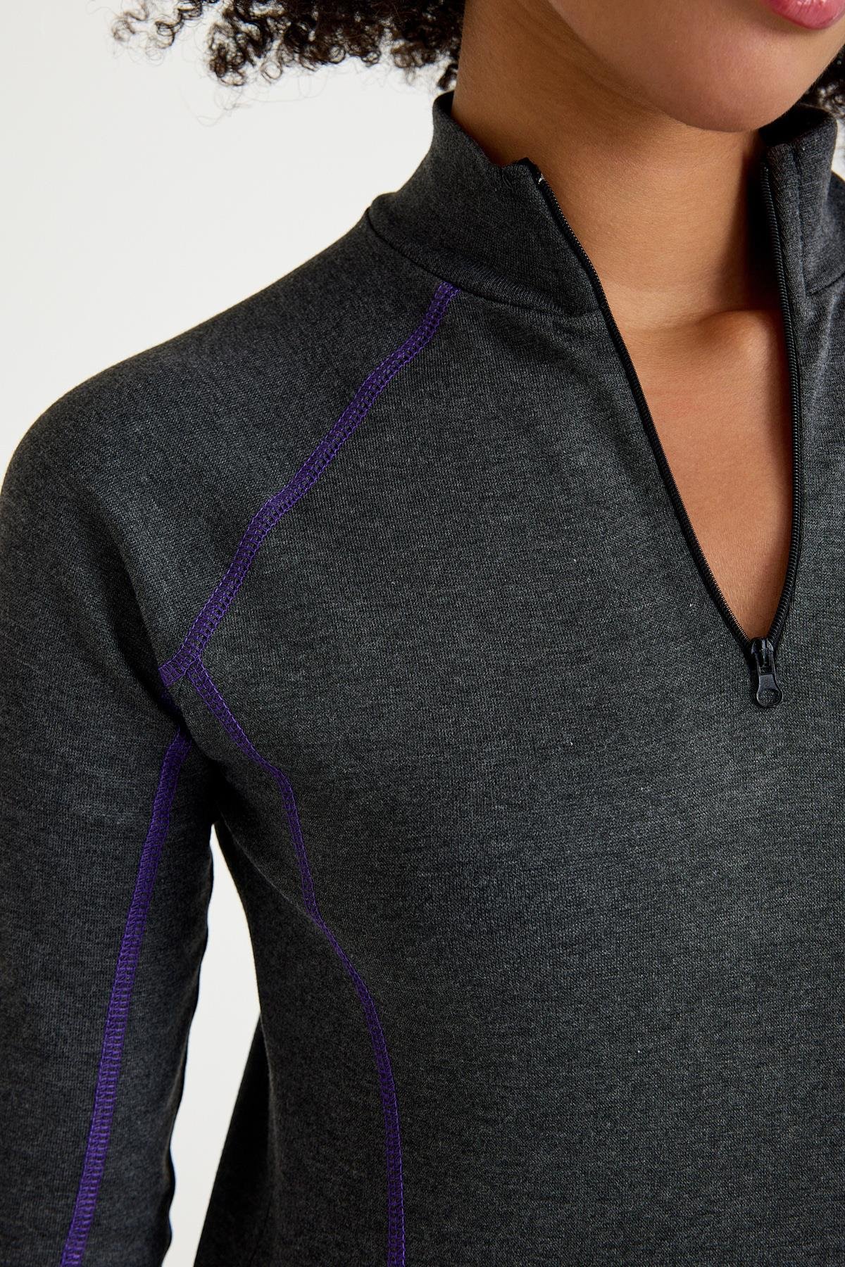 Scorp Thermo-Fit Extreme Kadın Termal İçlik Fermuarlı Üst Kayak İçliği Antrasit